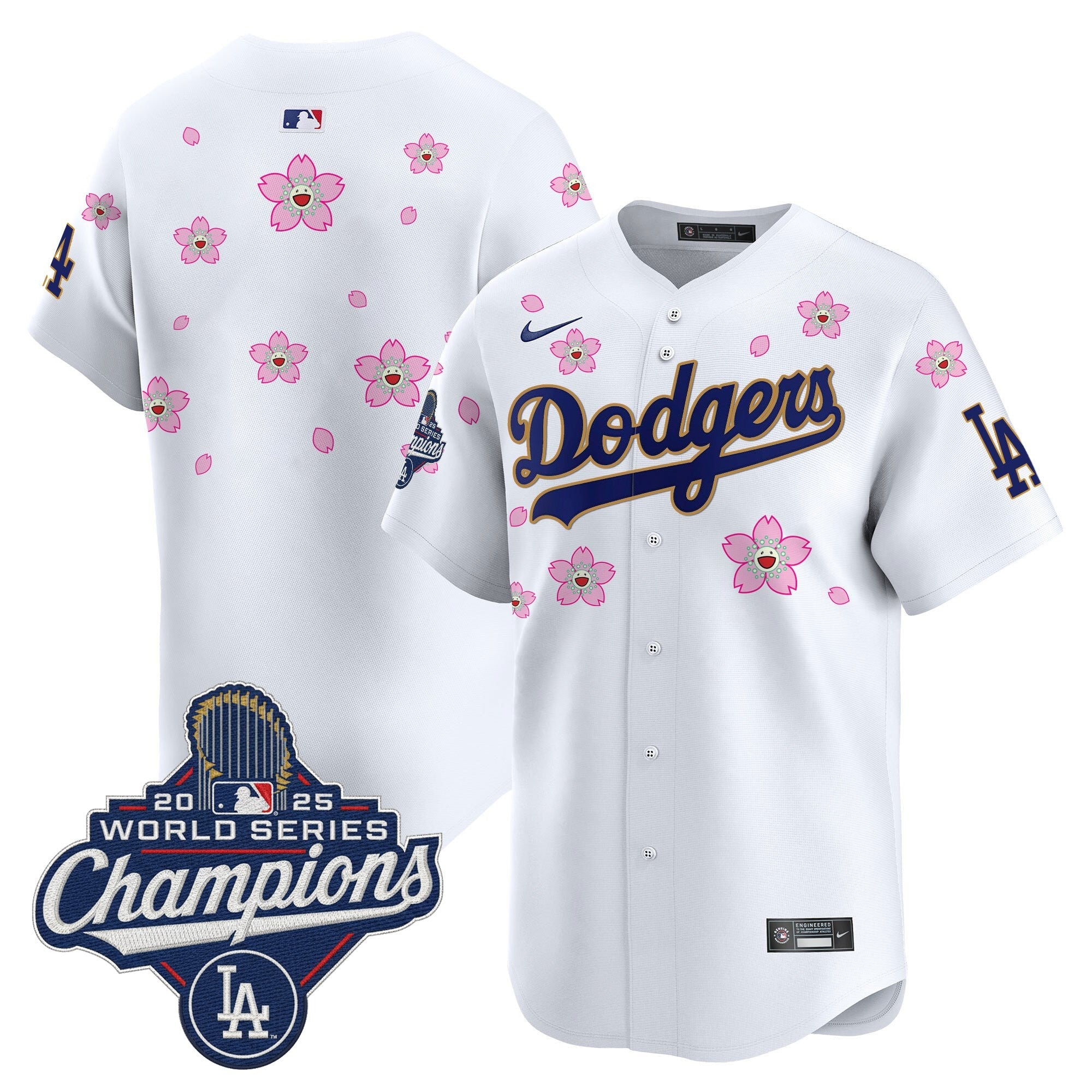 Men's Dodgers 2025 World Series Champions x Tokyo Series Gold Trim Vapor Premier Limited Jersey - Stitched
