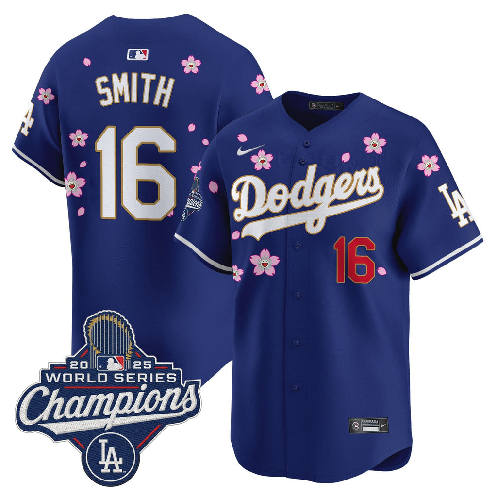 Men's Dodgers 2025 World Series Champions x Tokyo Series Gold Trim Vapor Premier Limited Jersey - Stitched
