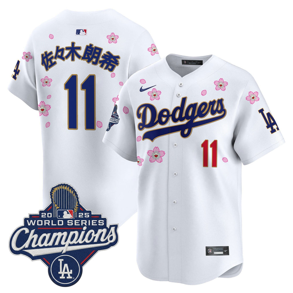 Men's Dodgers 2025 World Series Champions x Tokyo Series Gold Trim Vapor Premier Limited Jersey - Stitched
