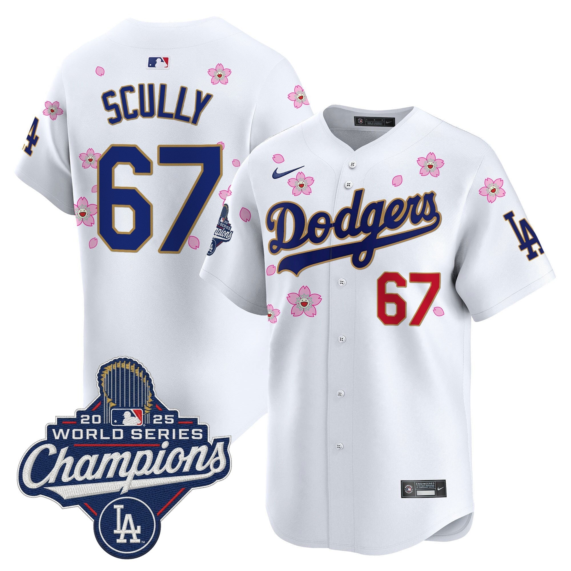 Men's Dodgers 2025 World Series Champions x Tokyo Series Gold Trim Vapor Premier Limited Jersey - Stitched