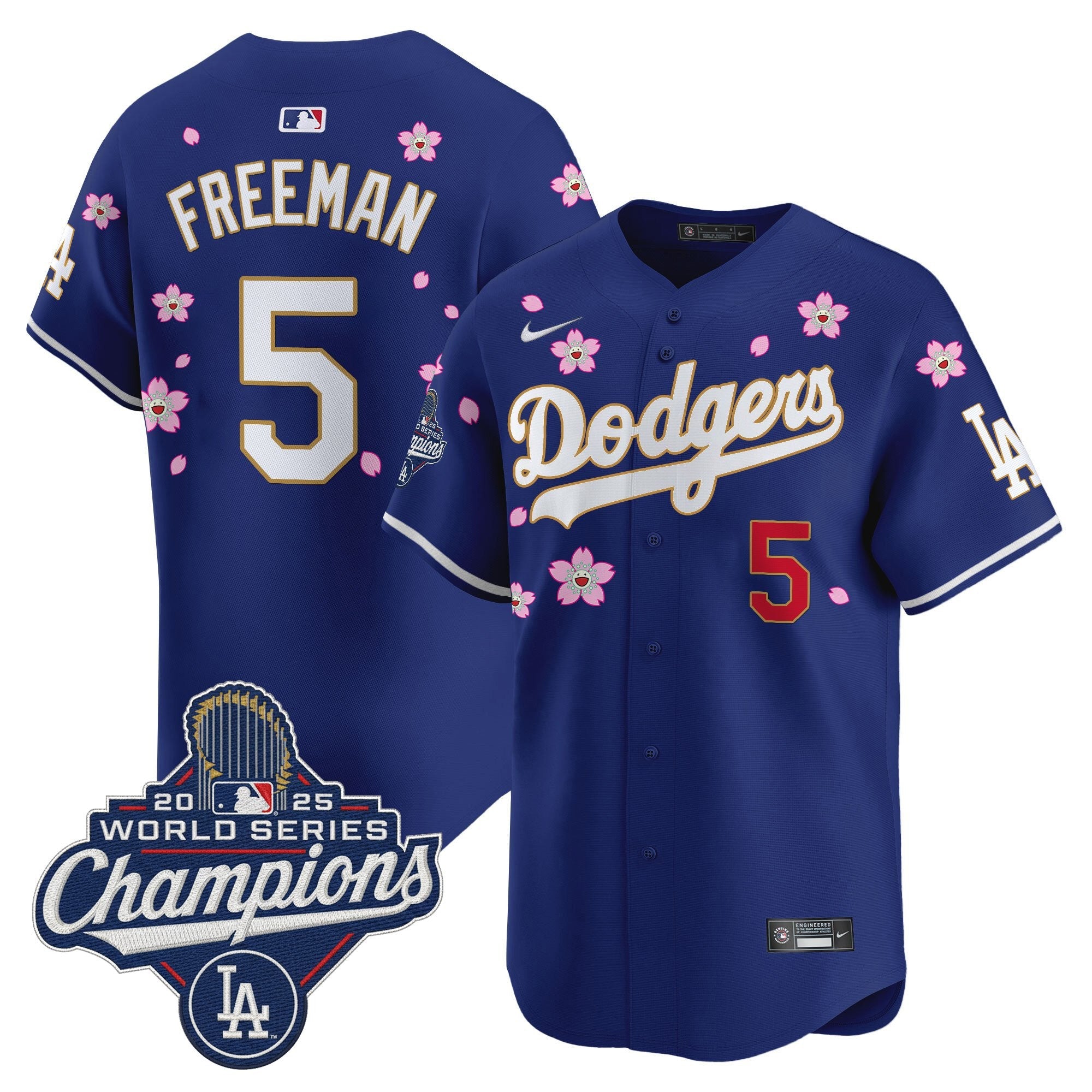 Men's Dodgers 2025 World Series Champions x Tokyo Series Gold Trim Vapor Premier Limited Jersey - Stitched