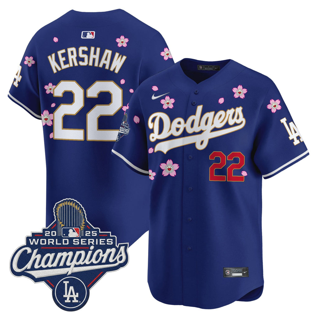 Men's Dodgers 2025 World Series Champions x Tokyo Series Gold Trim Vapor Premier Limited Jersey - Stitched
