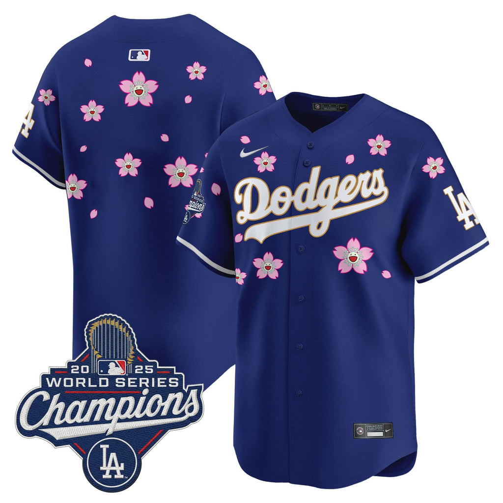 Men's Dodgers 2025 World Series Champions x Tokyo Series Gold Trim Vapor Premier Limited Jersey - Stitched
