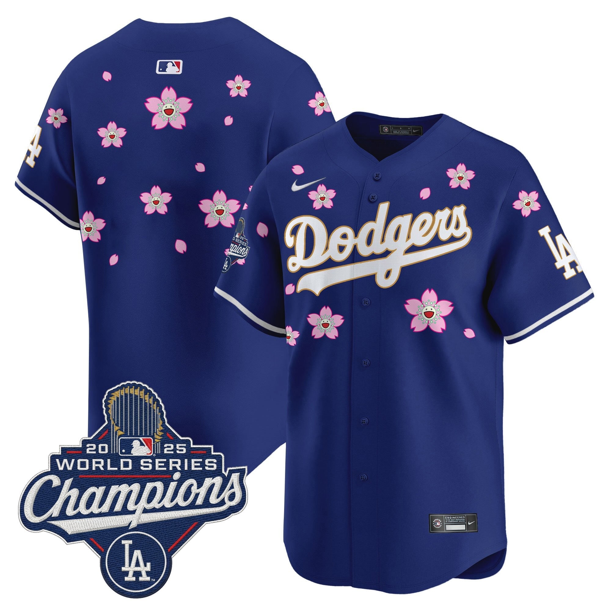 Men's Dodgers 2025 World Series Champions x Tokyo Series Gold Trim Vapor Premier Limited Jersey - Stitched