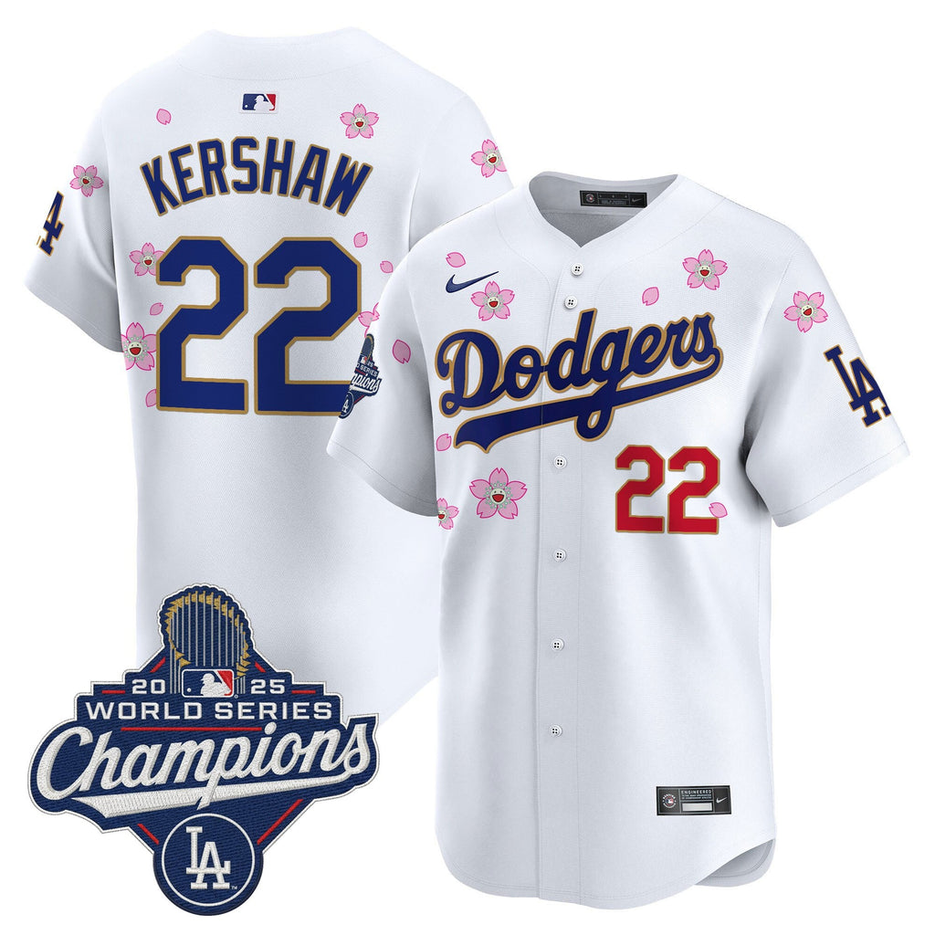 Men's Dodgers 2025 World Series Champions x Tokyo Series Gold Trim Vapor Premier Limited Jersey - Stitched