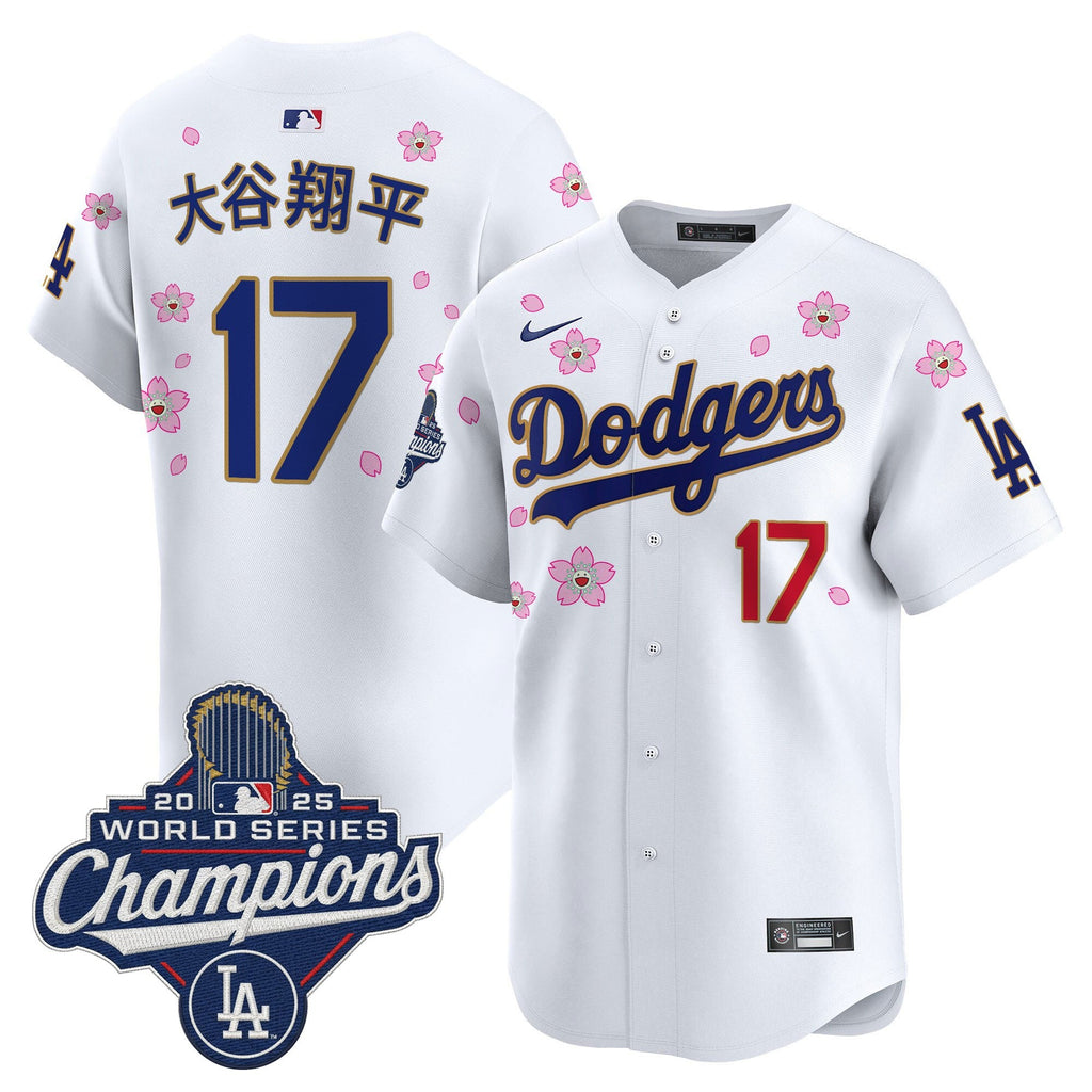 Men's Dodgers 2025 World Series Champions x Tokyo Series Gold Trim Vapor Premier Limited Jersey - Stitched