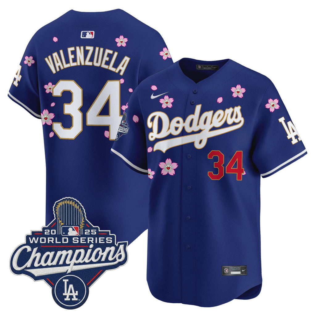 Men's Dodgers 2025 World Series Champions x Tokyo Series Gold Trim Vapor Premier Limited Jersey - Stitched