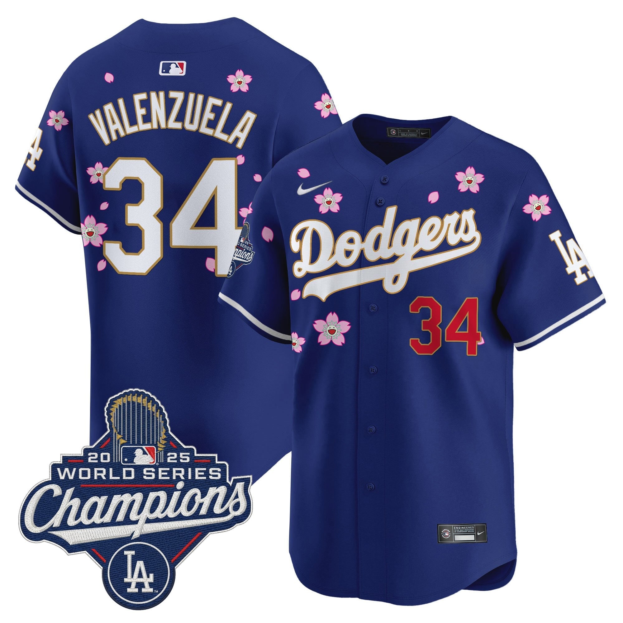 Men's Dodgers 2025 World Series Champions x Tokyo Series Gold Trim Vapor Premier Limited Jersey - Stitched