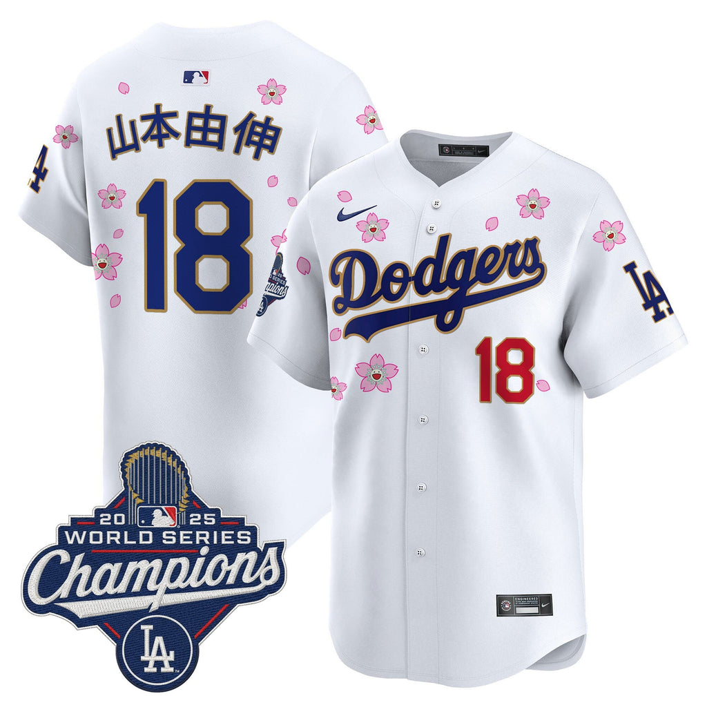 Men's Dodgers 2025 World Series Champions x Tokyo Series Gold Trim Vapor Premier Limited Jersey - Stitched