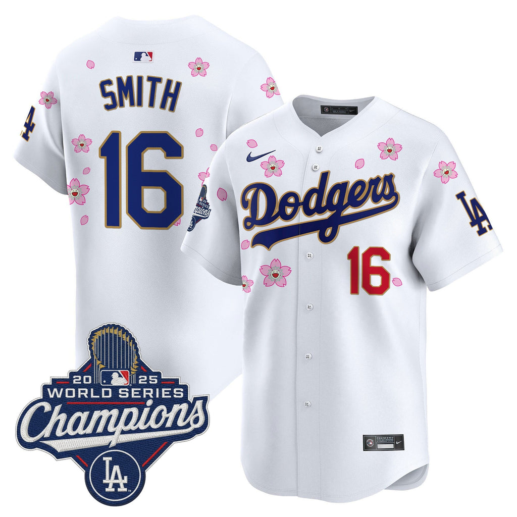 Men's Dodgers 2025 World Series Champions x Tokyo Series Gold Trim Vapor Premier Limited Jersey - Stitched