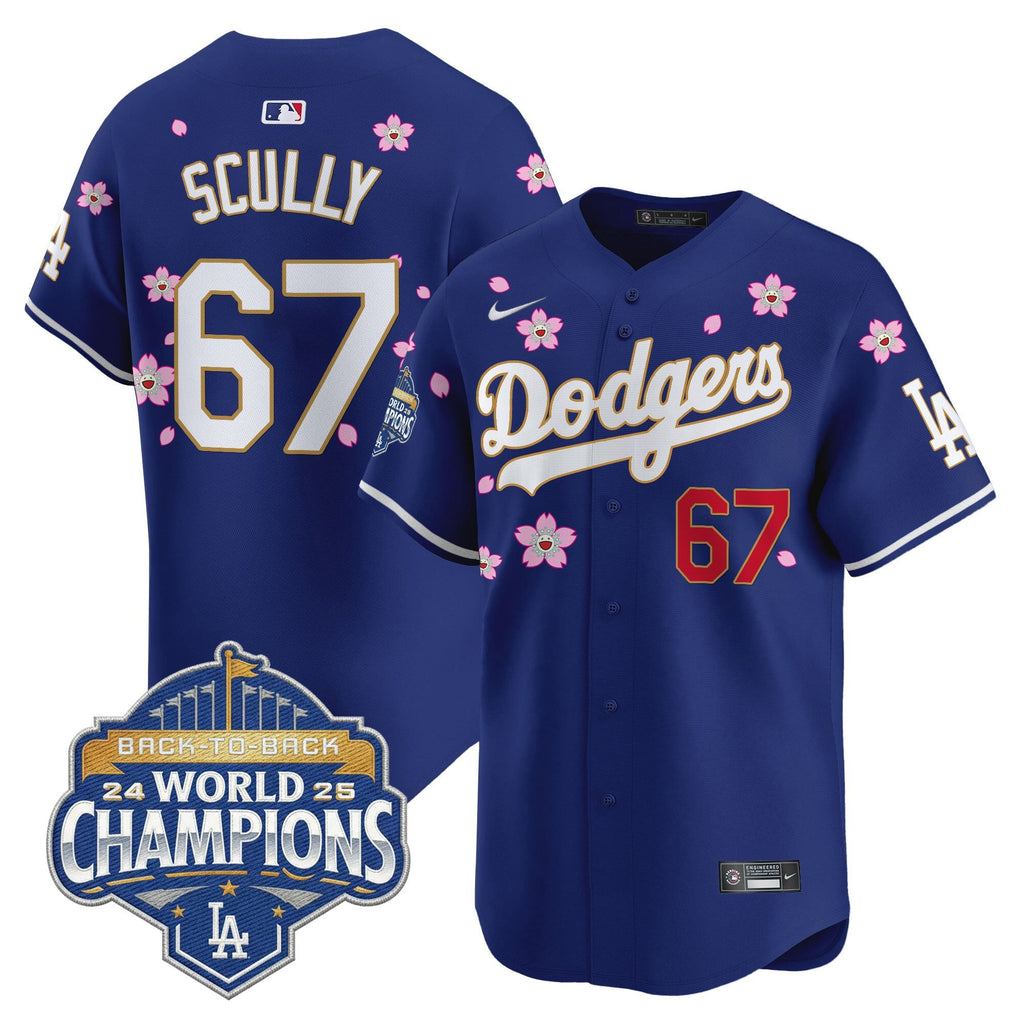 Men's Dodgers 2025 Back-To-Back Champions x Tokyo Series Gold Trim Vapor Premier Limited Jersey - Stitched