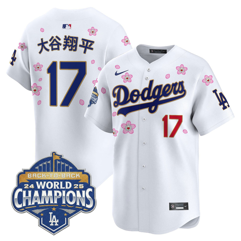 Men's Dodgers 2025 Back-To-Back Champions x Tokyo Series Gold Trim Vapor Premier Limited Jersey - Stitched