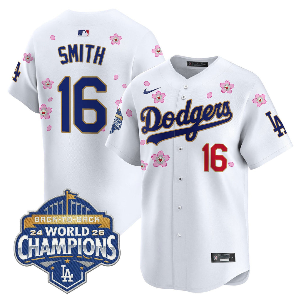 Men's Dodgers 2025 Back-To-Back Champions x Tokyo Series Gold Trim Vapor Premier Limited Jersey - Stitched