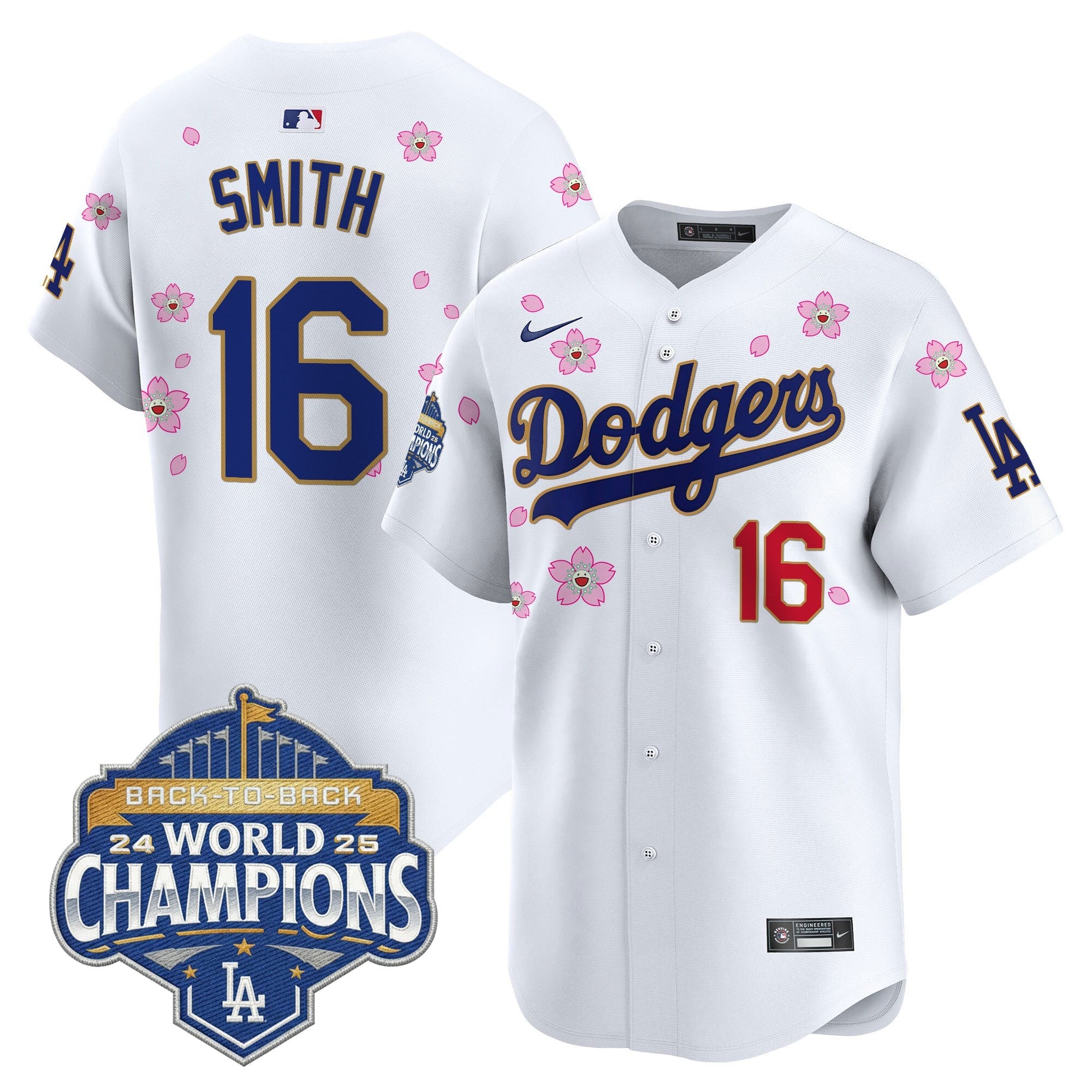 Men's Dodgers 2025 Back-To-Back Champions x Tokyo Series Gold Trim Vapor Premier Limited Jersey - Stitched