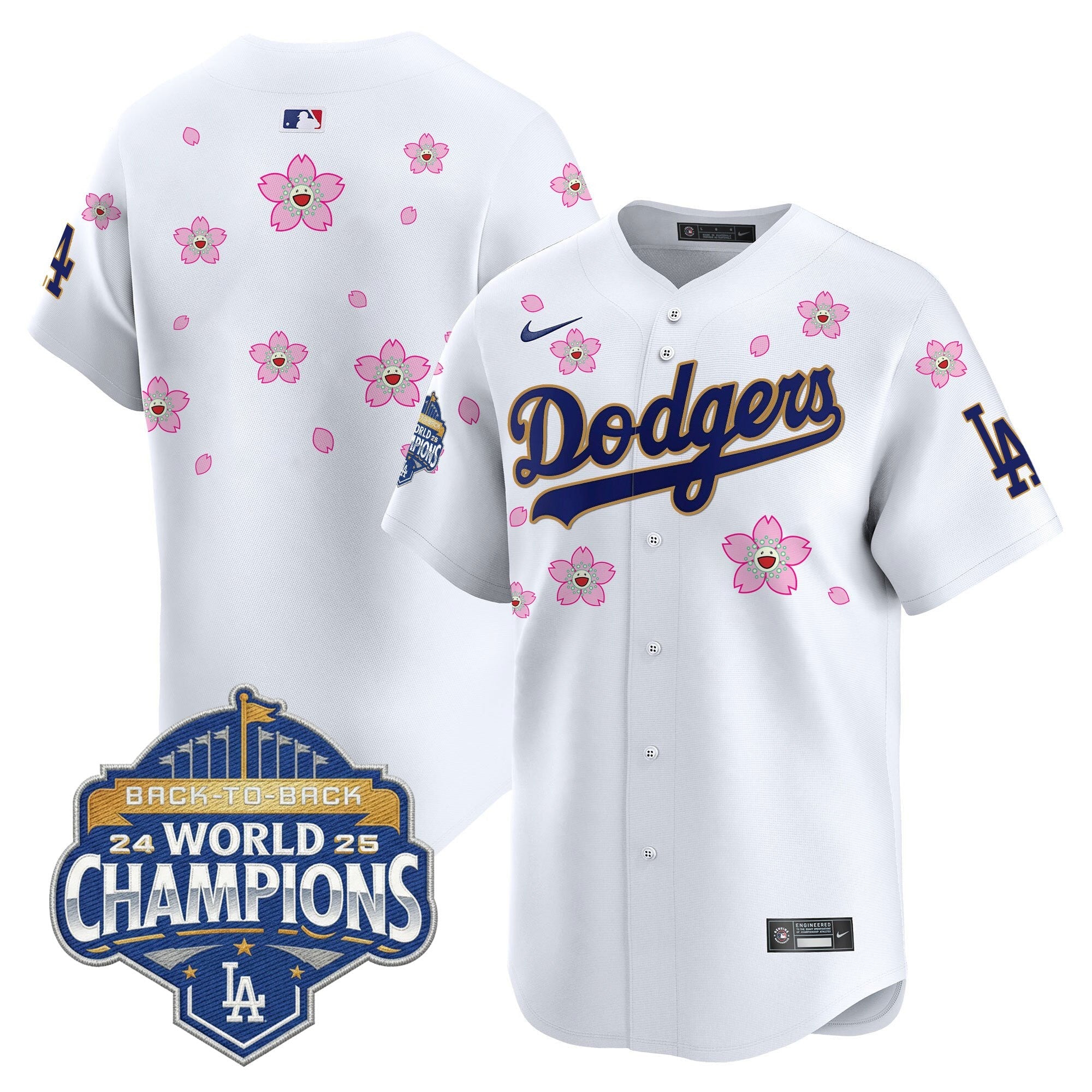 Men's Dodgers 2025 Back-To-Back Champions x Tokyo Series Gold Trim Vapor Premier Limited Jersey - Stitched