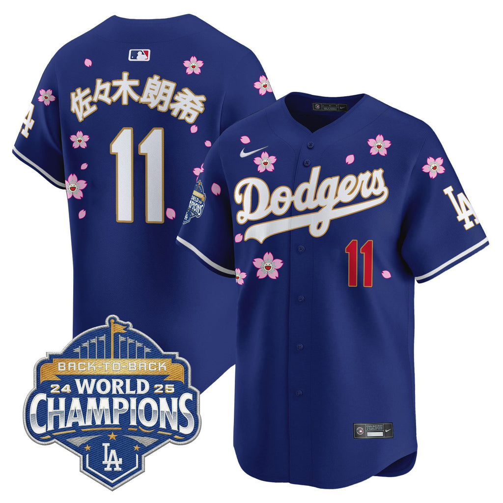 Men's Dodgers 2025 Back-To-Back Champions x Tokyo Series Gold Trim Vapor Premier Limited Jersey - Stitched