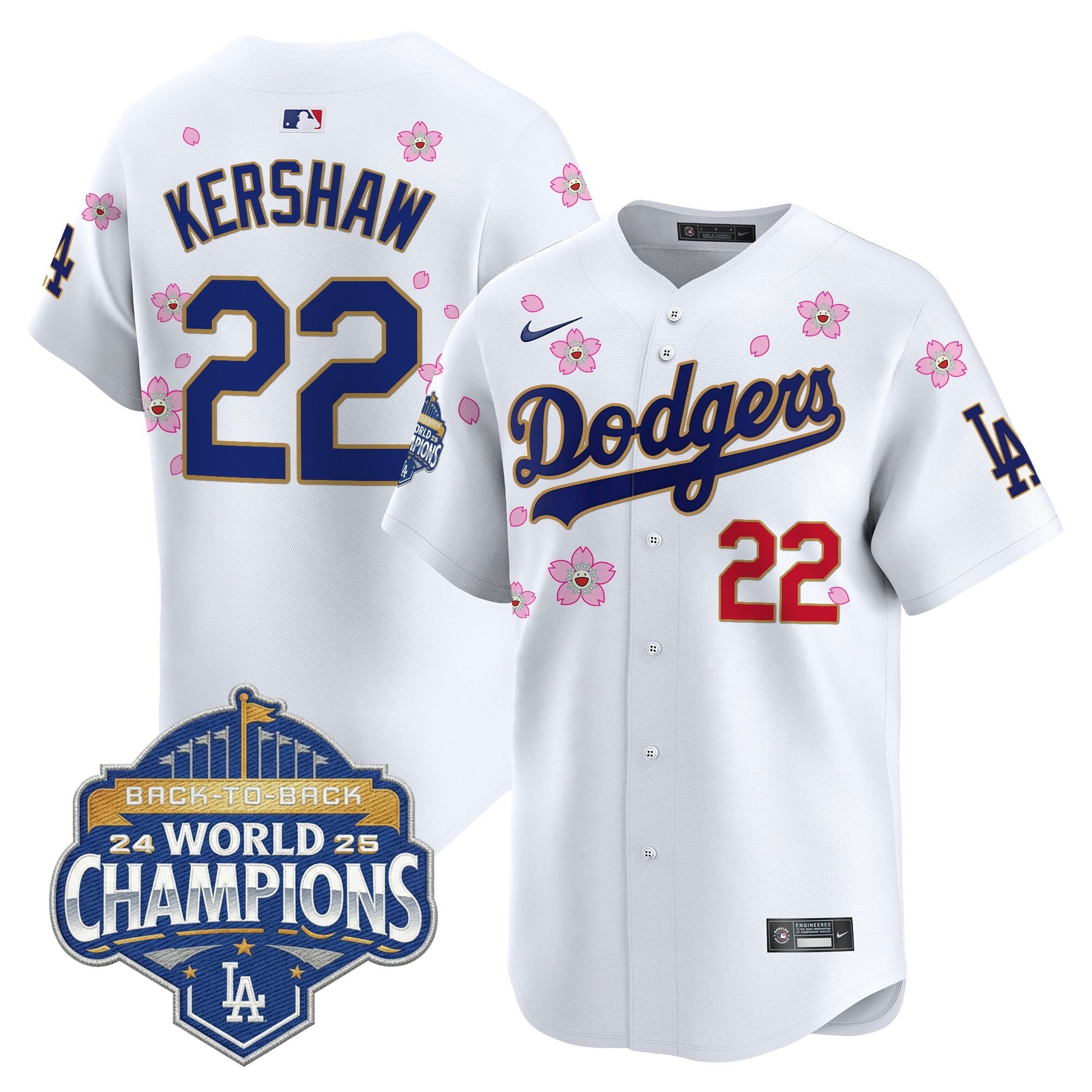 Men's Dodgers 2025 Back-To-Back Champions x Tokyo Series Gold Trim Vapor Premier Limited Jersey - Stitched