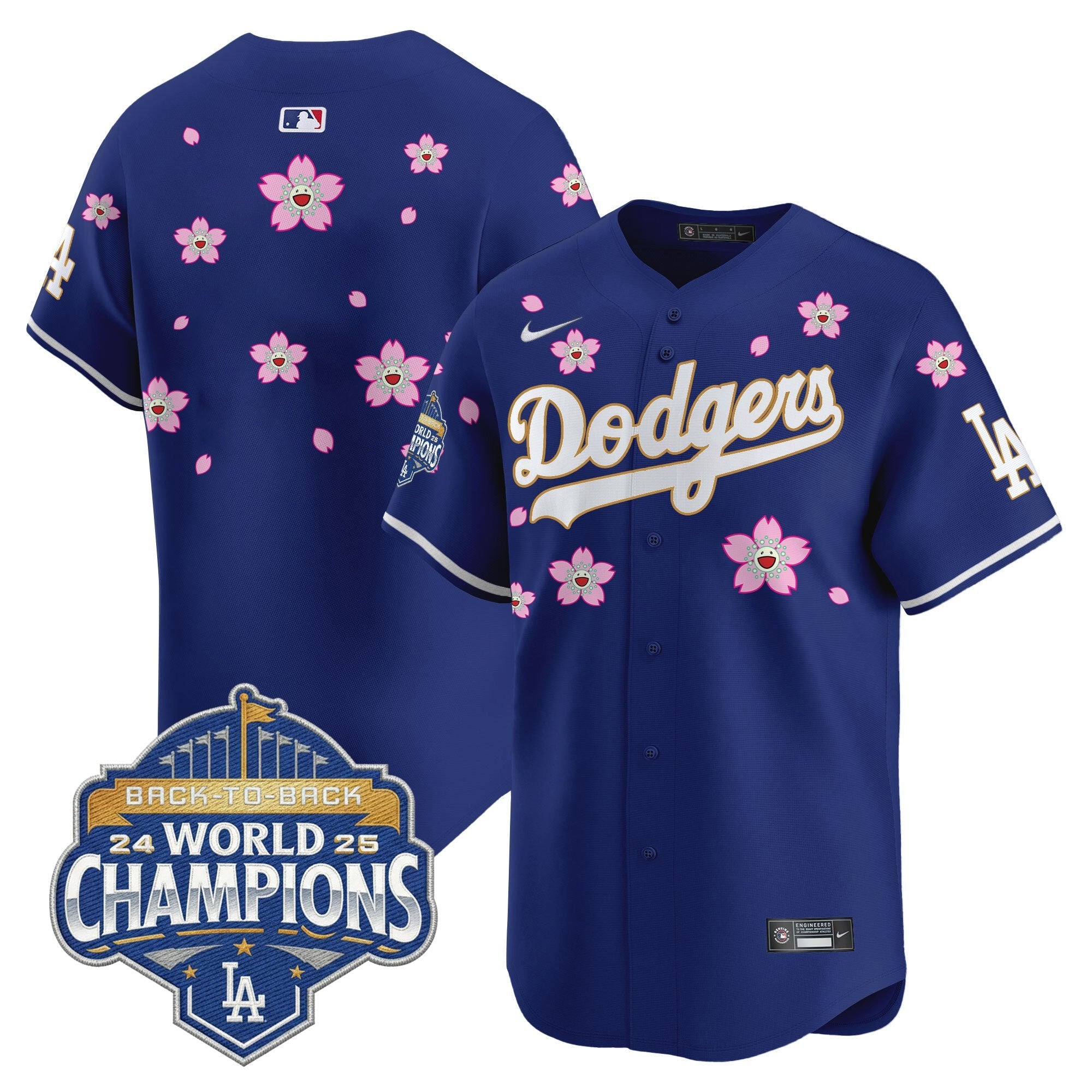 Men's Dodgers 2025 Back-To-Back Champions x Tokyo Series Gold Trim Vapor Premier Limited Jersey - Stitched