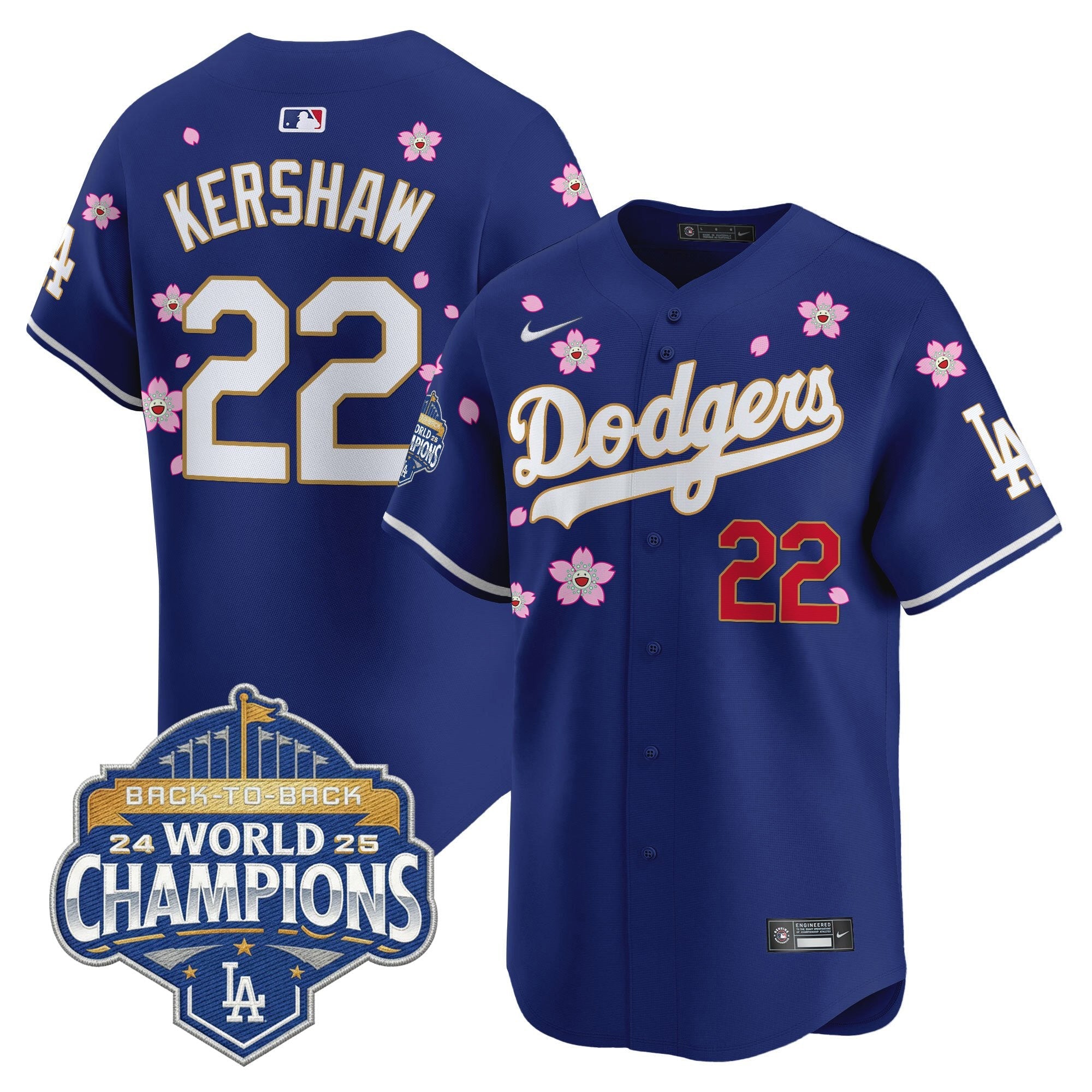 Men's Dodgers 2025 Back-To-Back Champions x Tokyo Series Gold Trim Vapor Premier Limited Jersey - Stitched