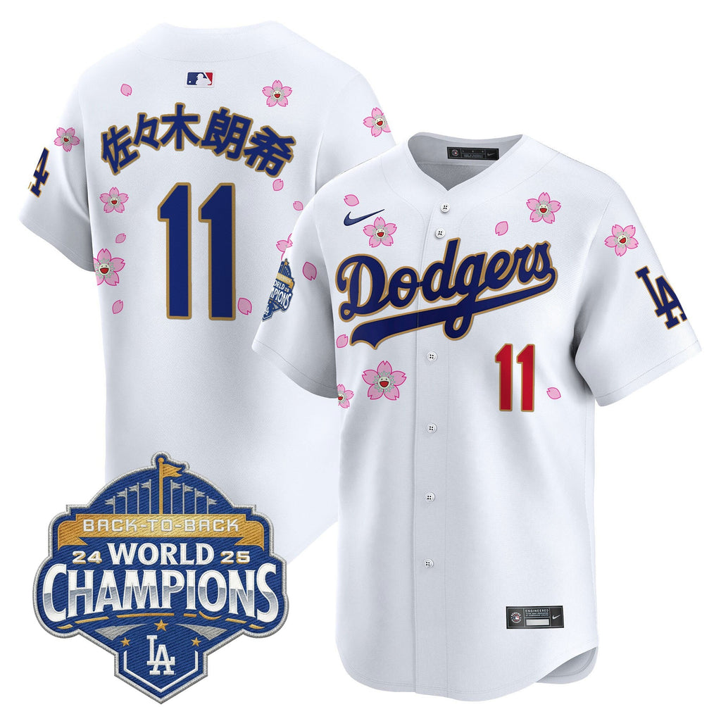 Men's Dodgers 2025 Back-To-Back Champions x Tokyo Series Gold Trim Vapor Premier Limited Jersey - Stitched