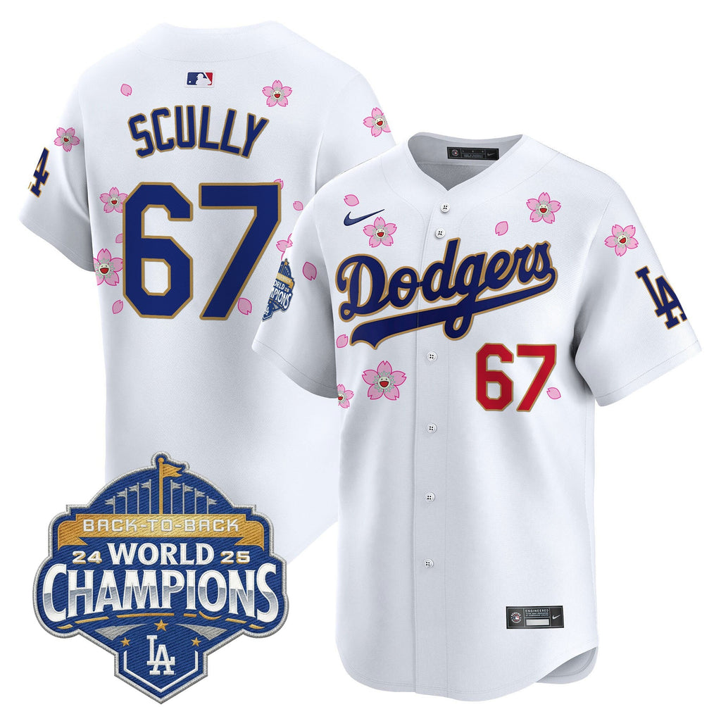 Men's Dodgers 2025 Back-To-Back Champions x Tokyo Series Gold Trim Vapor Premier Limited Jersey - Stitched