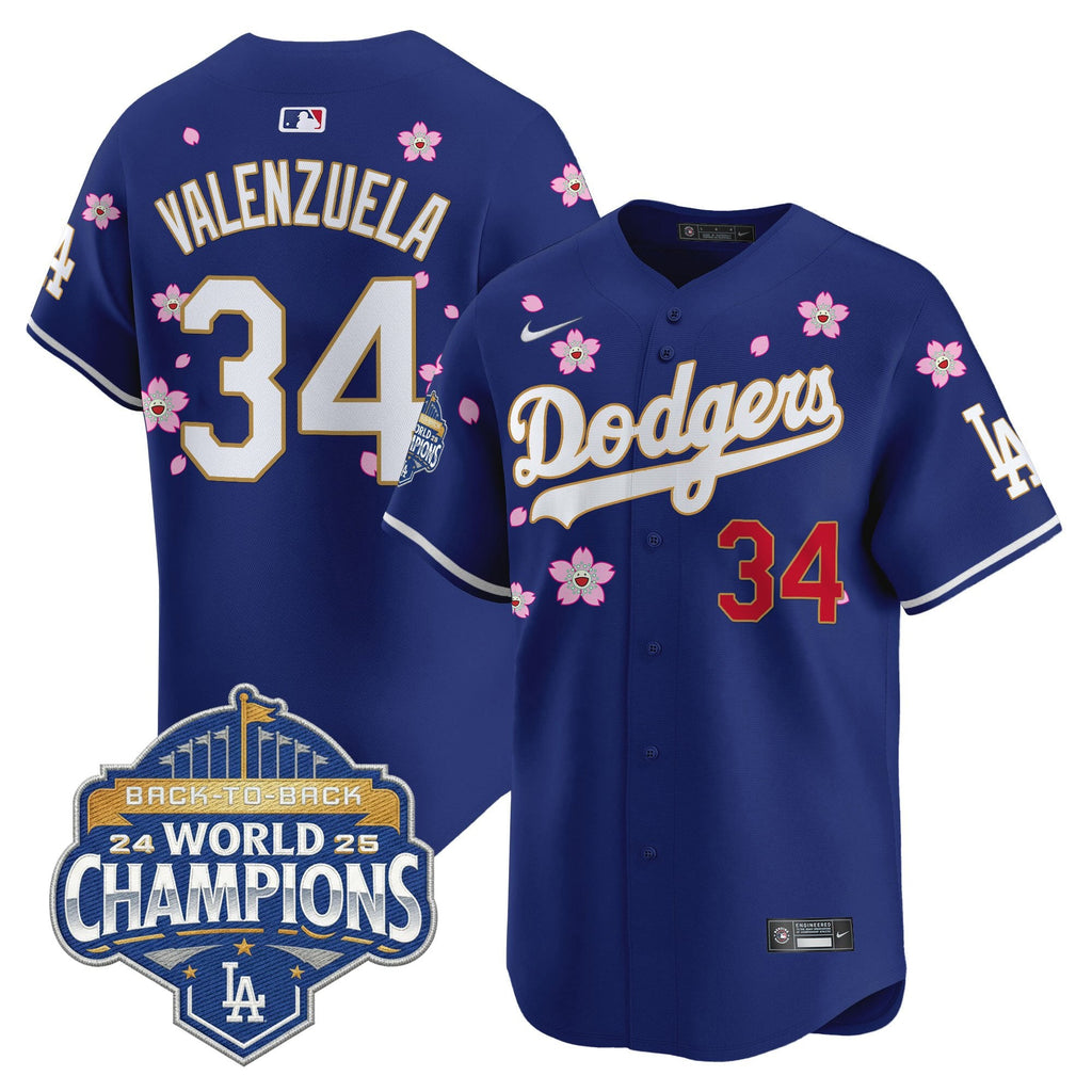 Men's Dodgers 2025 Back-To-Back Champions x Tokyo Series Gold Trim Vapor Premier Limited Jersey - Stitched