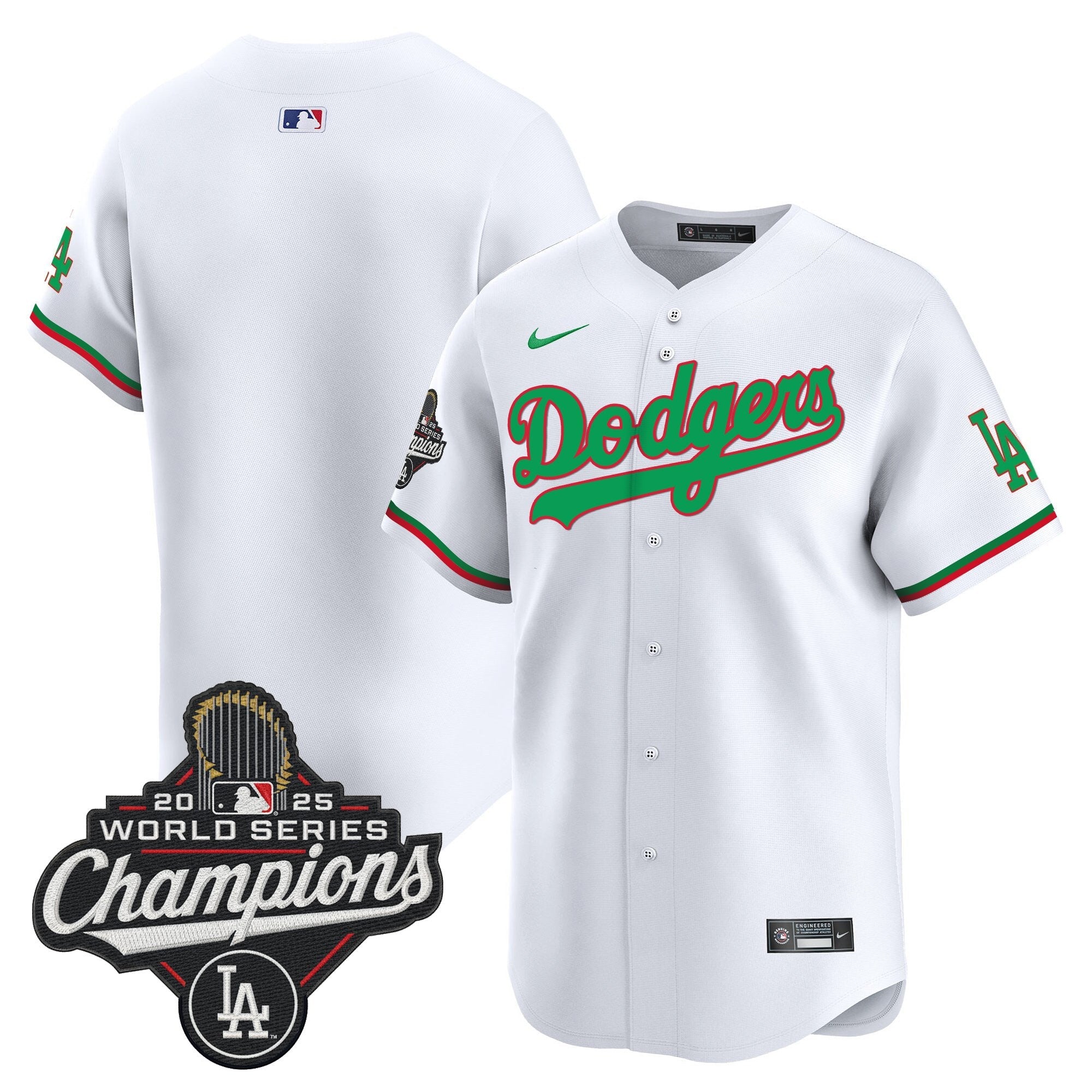 Men's Dodgers Mexico 2025 World Series Champions Vapor Premier Limited Jersey V2 - All Stitched