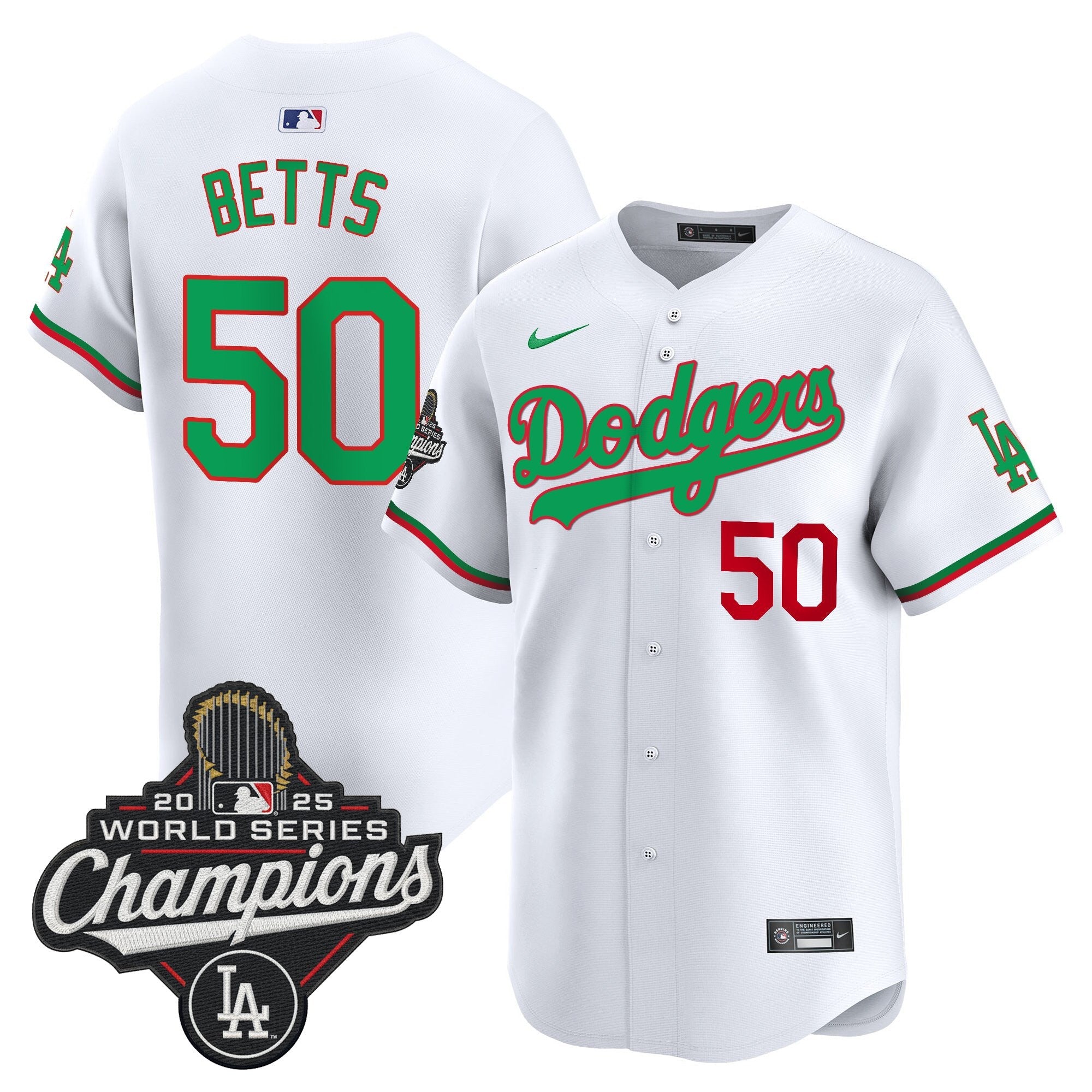 Men's Dodgers Mexico 2025 World Series Champions Vapor Premier Limited Jersey V2 - All Stitched