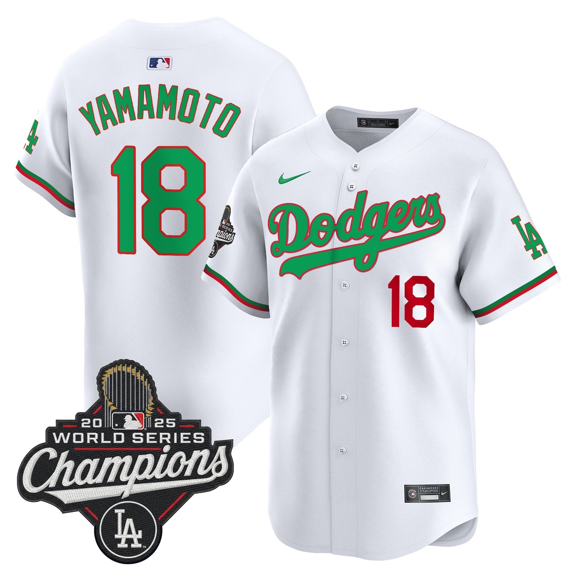 Men's Dodgers Mexico 2025 World Series Champions Vapor Premier Limited Jersey V2 - All Stitched