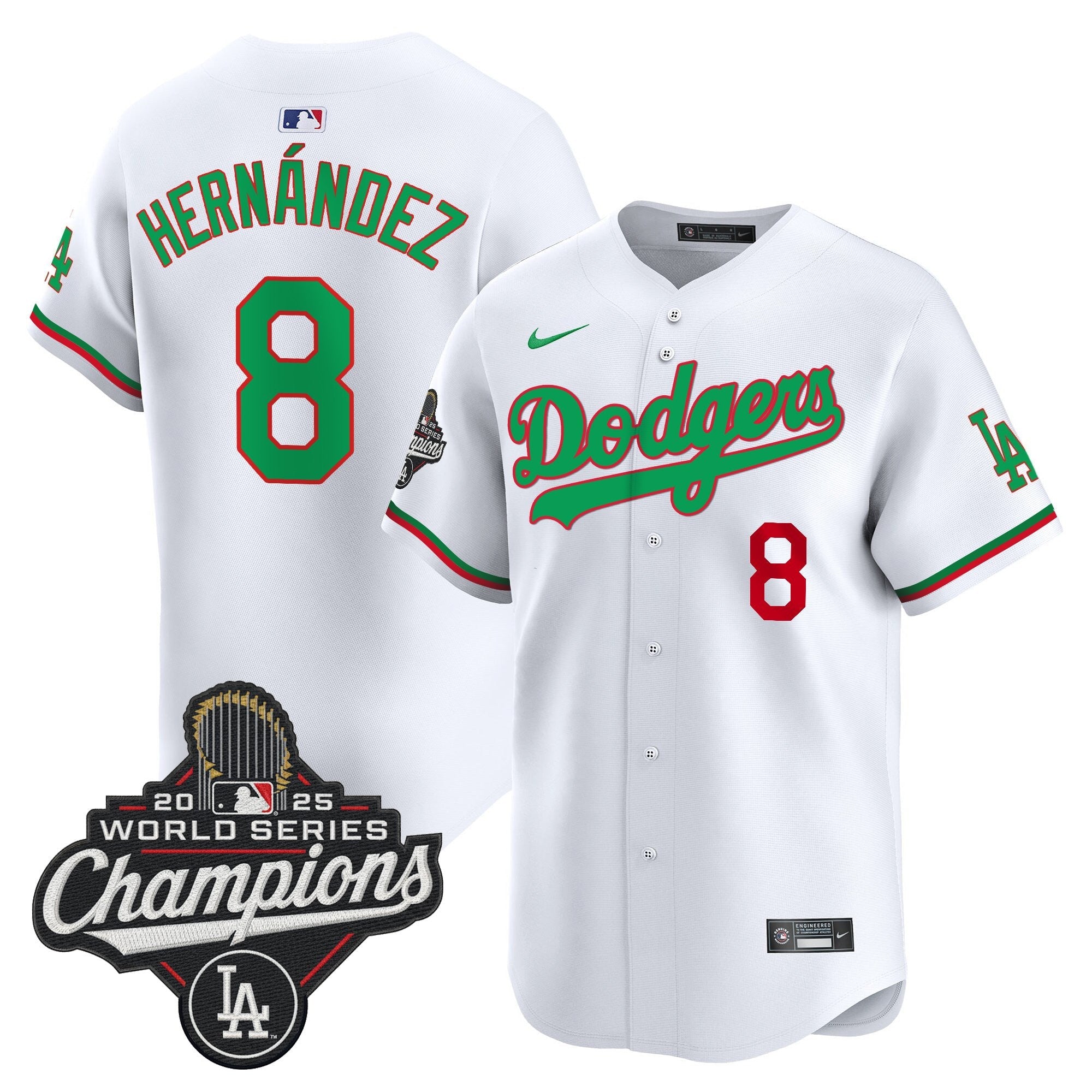 Men's Dodgers Mexico 2025 World Series Champions Vapor Premier Limited Jersey V2 - All Stitched