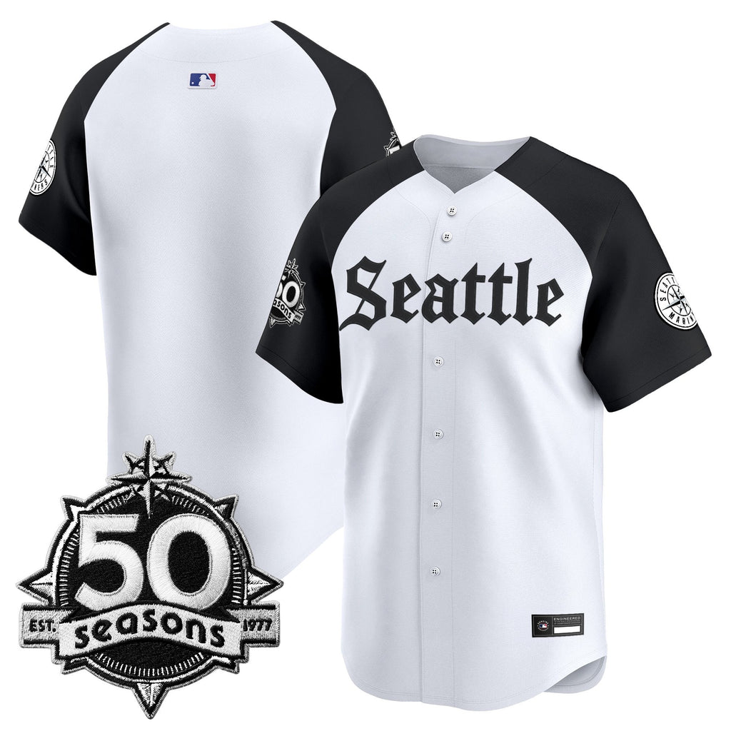 Men's Seattle Mariners 50 Seasons Patch Vapor Premier Limited Jersey - Gothic Edition - All Stitched