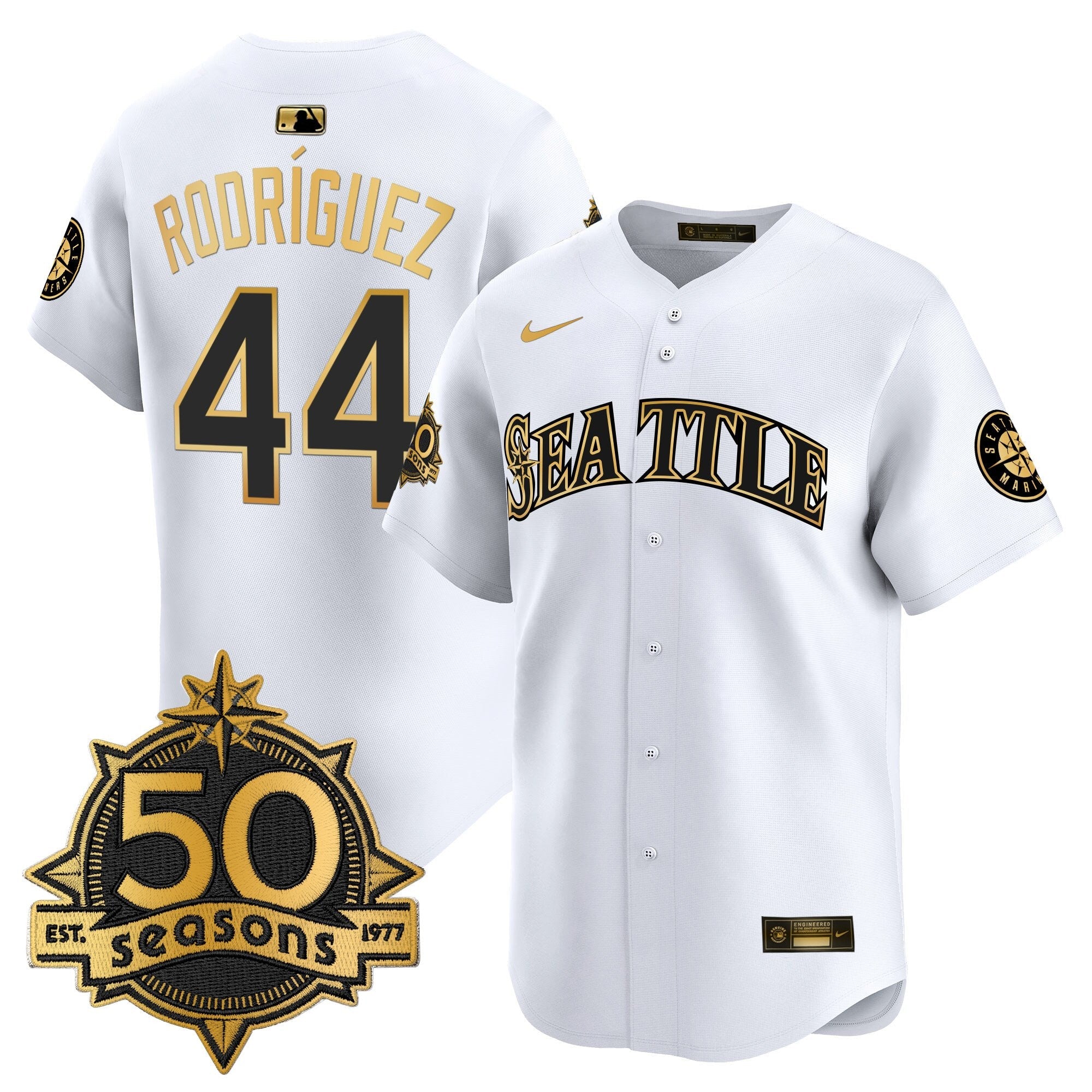 Men's Seattle Mariners 50 Seasons Patch Vapor Premier Limited Jersey - All Stitched