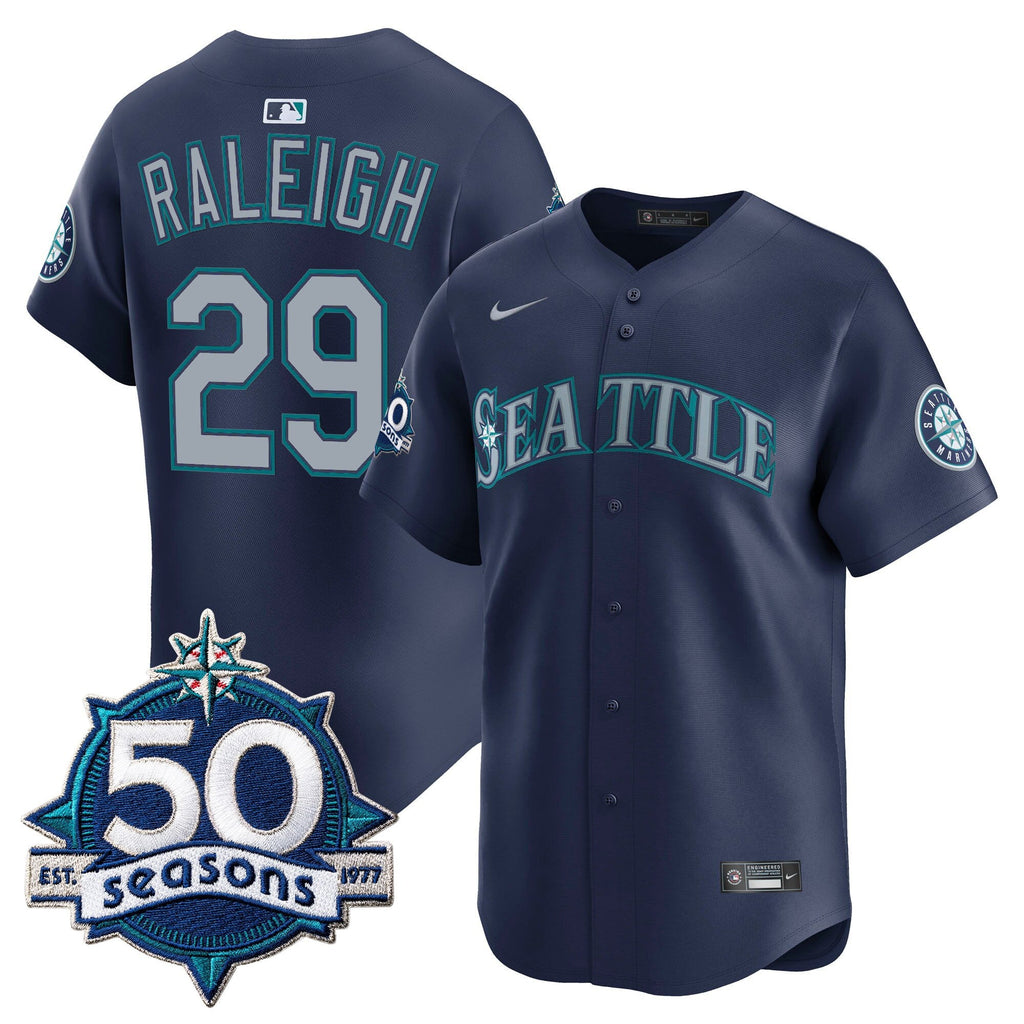 Men's Seattle Mariners 50 Seasons Patch Vapor Premier Limited Jersey - All Stitched