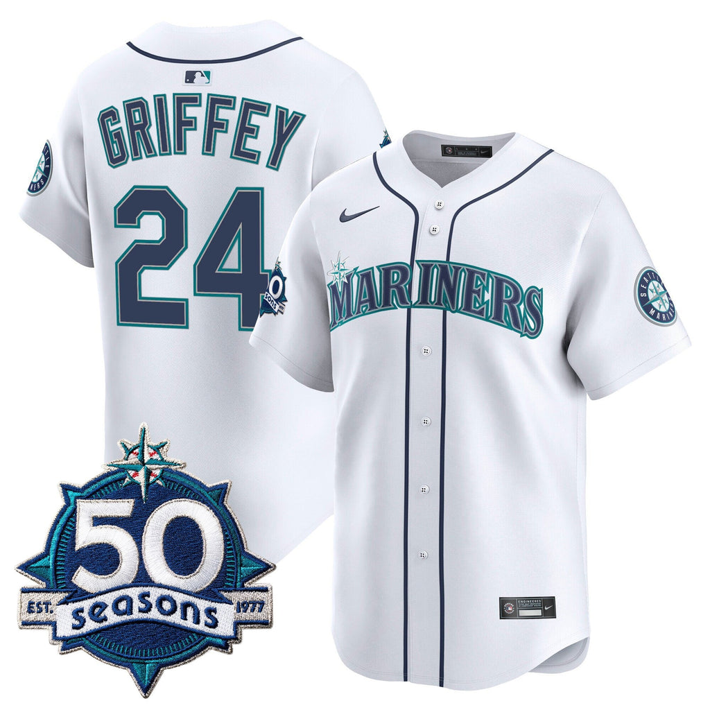 Men's Seattle Mariners 50 Seasons Patch Vapor Premier Limited Jersey - All Stitched