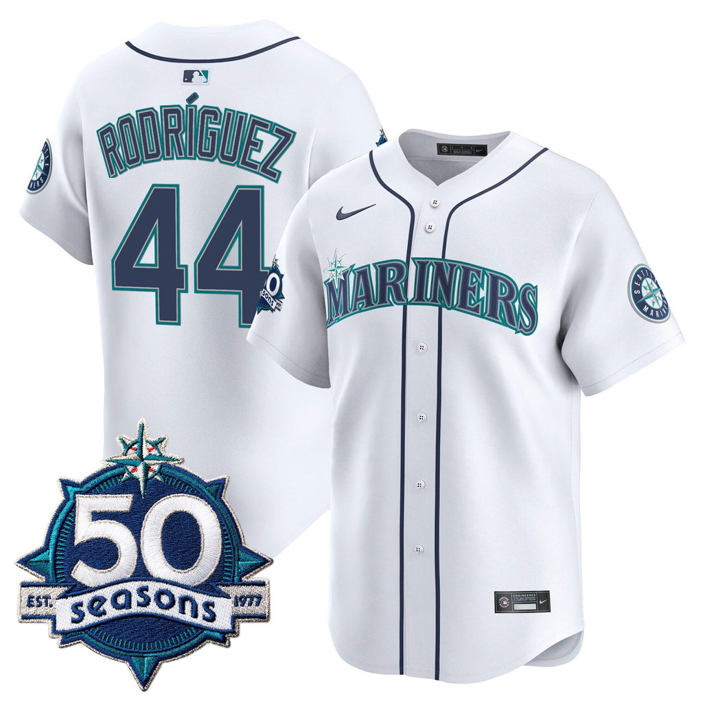 Men's Seattle Mariners 50 Seasons Patch Vapor Premier Limited Jersey - All Stitched