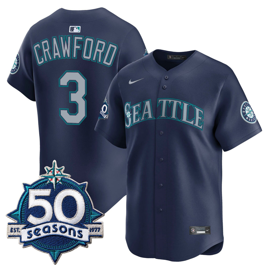 Men's Seattle Mariners 50 Seasons Patch Vapor Premier Limited Jersey - All Stitched