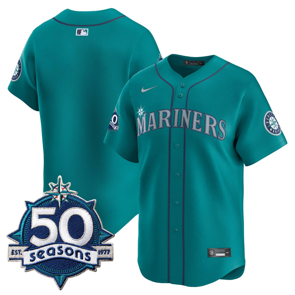 Men's Seattle Mariners 50 Seasons Patch Vapor Premier Limited Jersey - All Stitched