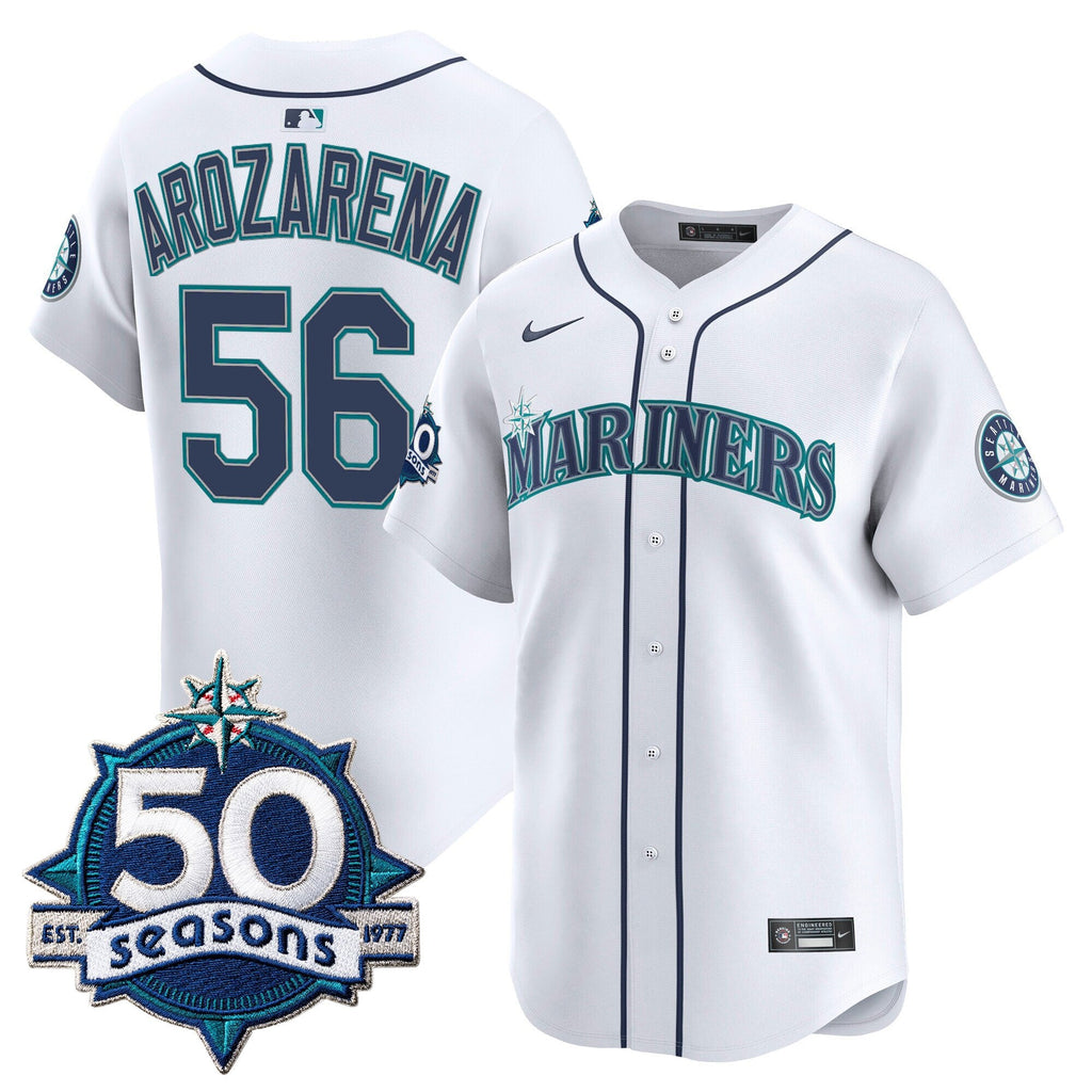 Men's Seattle Mariners 50 Seasons Patch Vapor Premier Limited Jersey - All Stitched