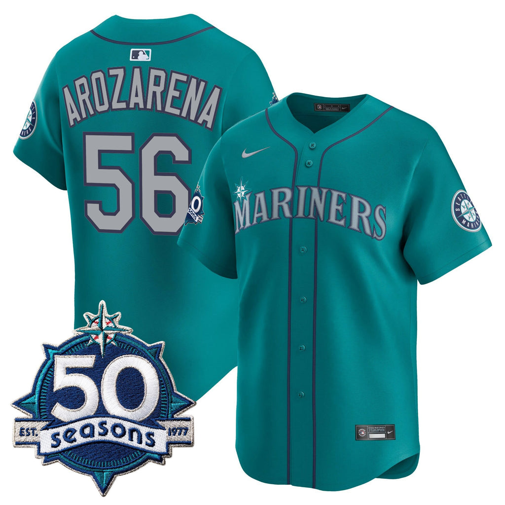 Men's Seattle Mariners 50 Seasons Patch Vapor Premier Limited Jersey - All Stitched