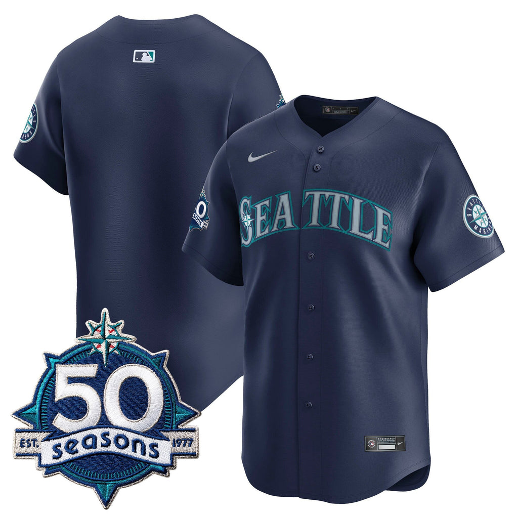 Men's Seattle Mariners 50 Seasons Patch Vapor Premier Limited Jersey - All Stitched