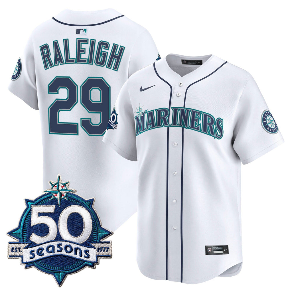 Men's Seattle Mariners 50 Seasons Patch Vapor Premier Limited Jersey - All Stitched