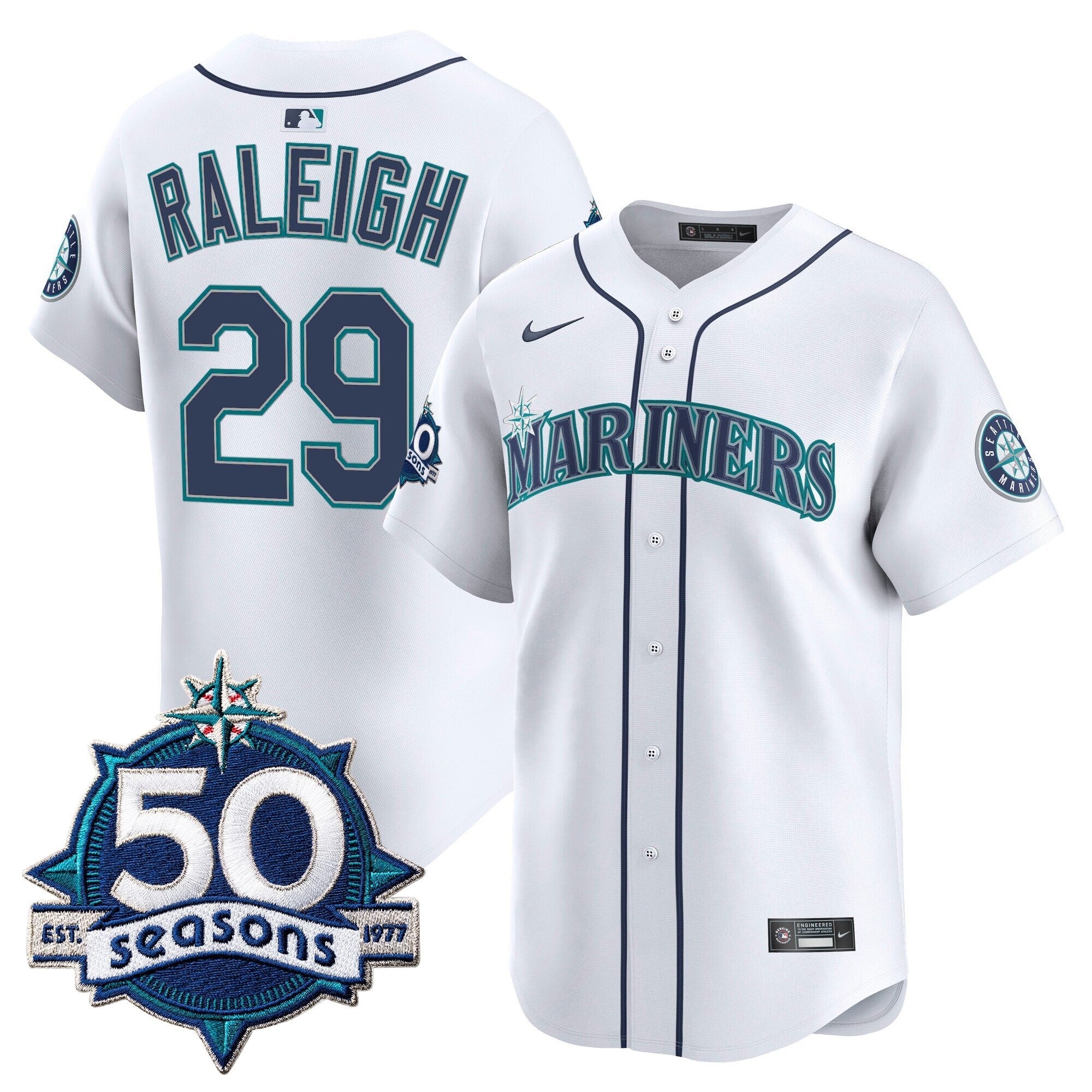 Men's Seattle Mariners 50 Seasons Patch Vapor Premier Limited Jersey - All Stitched