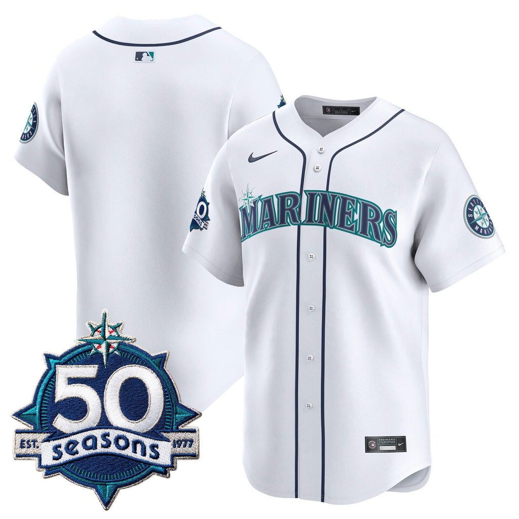 Men's Seattle Mariners 50 Seasons Patch Vapor Premier Limited Jersey - All Stitched