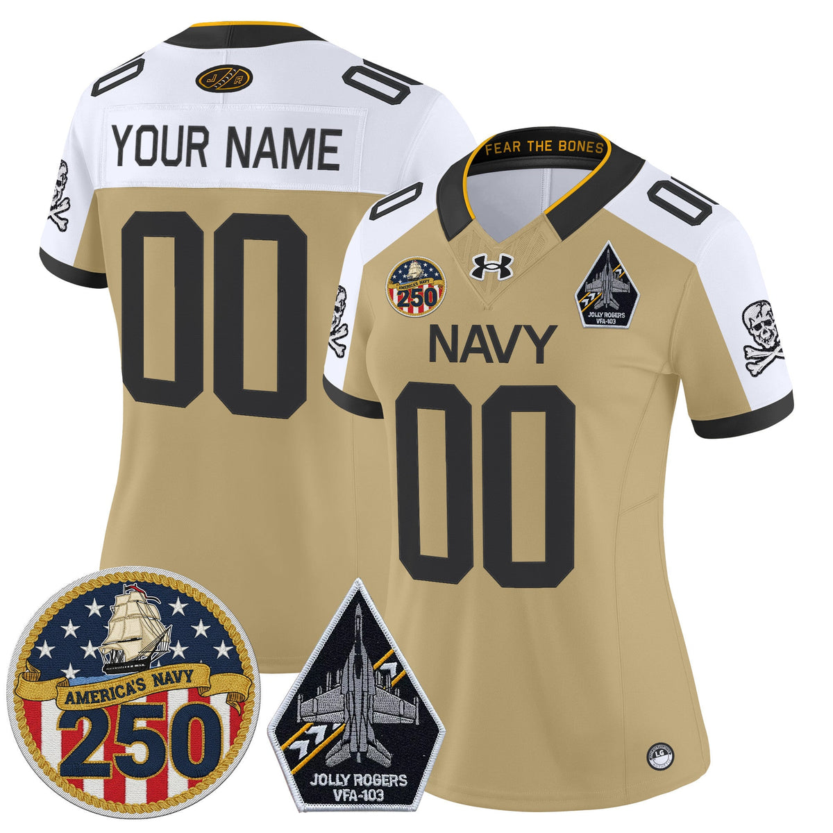 Navy Midshipmen 'Jolly Rogers Edition' Vapor Limited Custom Jersey - 250th Anniversary Patch - Stitched