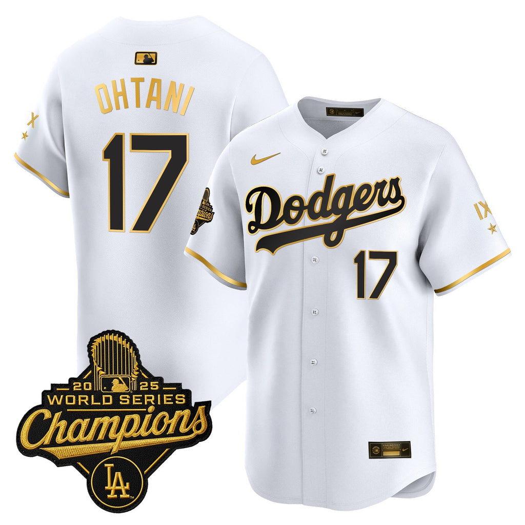 Men's Los Angeles Dodgers 9-Time Champions Gold Trim Vapor Premier Limited Jersey - All Stitched