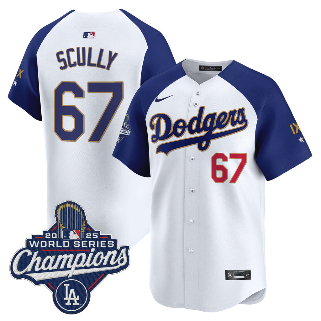 Men's Los Angeles Dodgers 9-Time Champions Gold Trim Vapor Premier Limited Jersey - All Stitched