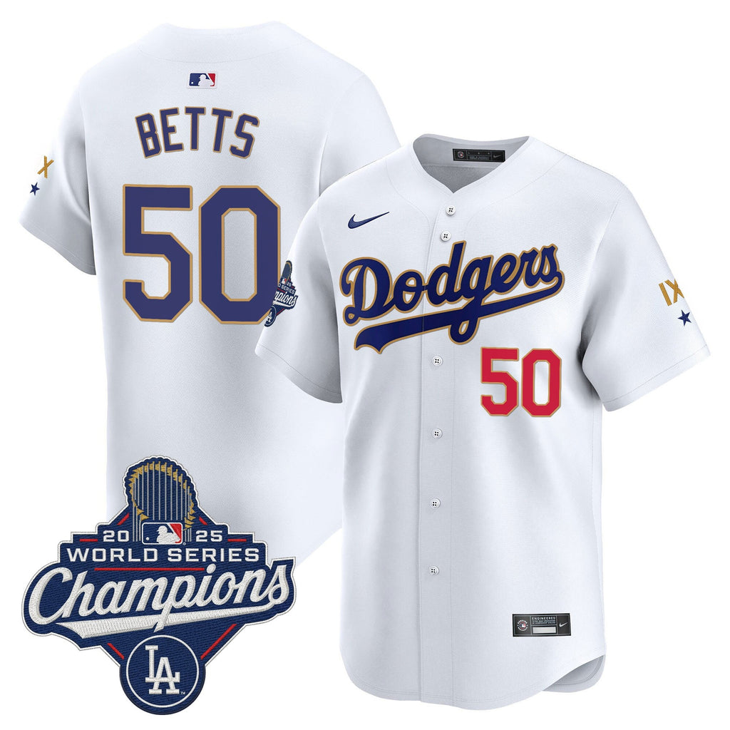 Men's Los Angeles Dodgers 9-Time Champions Gold Trim Vapor Premier Limited Jersey - All Stitched