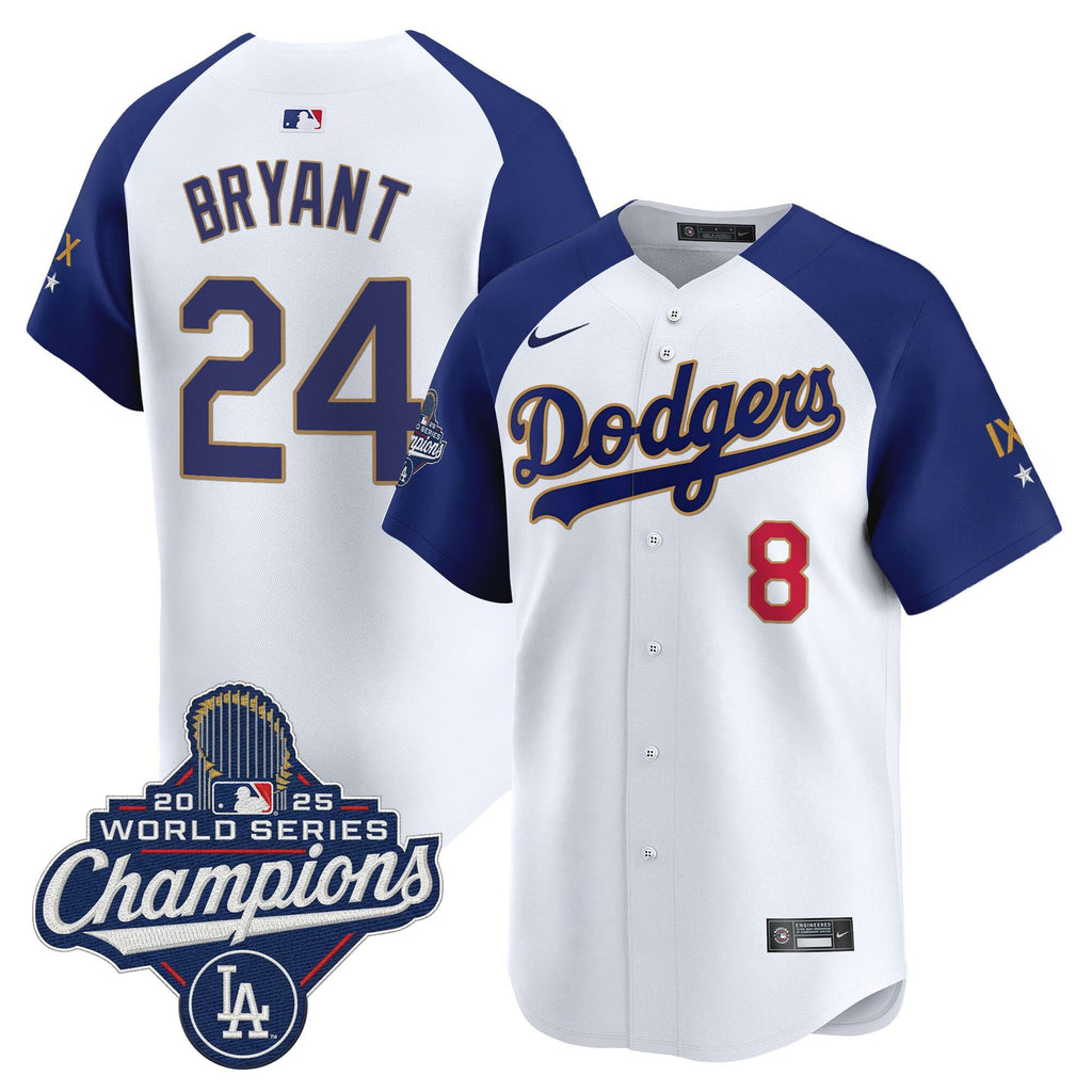 Men's Los Angeles Dodgers 9-Time Champions Gold Trim Vapor Premier Limited Jersey - All Stitched