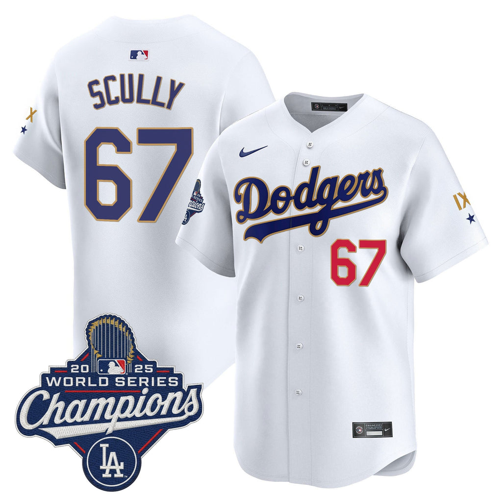 Men's Los Angeles Dodgers 9-Time Champions Gold Trim Vapor Premier Limited Jersey - All Stitched