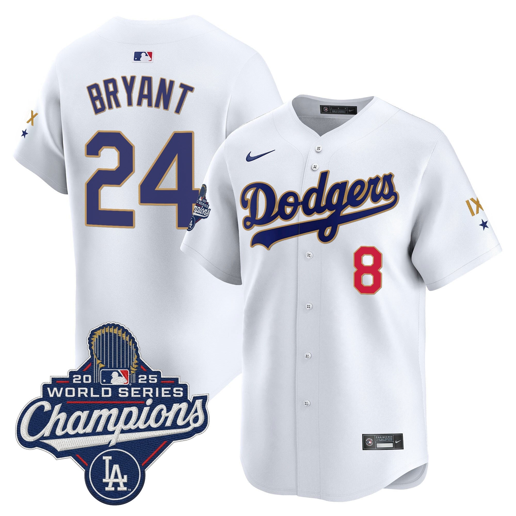 Men's Los Angeles Dodgers 9-Time Champions Gold Trim Vapor Premier Limited Jersey - All Stitched